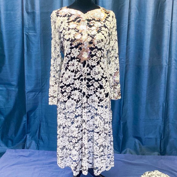 Vintage Lace Slip Dress Farah Talib Aziz Tunic Saree Traditional Indian Unique - Picture 5 of 15